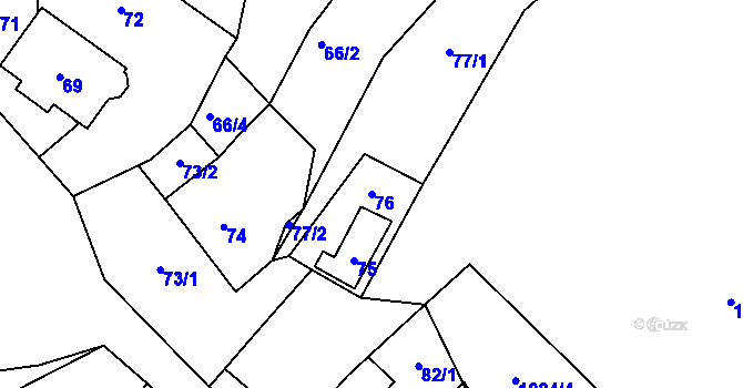 Parcela st. 76 v KÚ Stonařov, Katastrální mapa