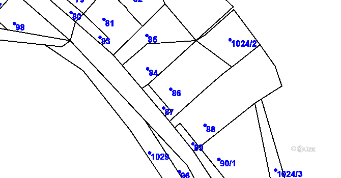 Parcela st. 86 v KÚ Stonařov, Katastrální mapa