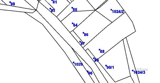 Parcela st. 87 v KÚ Stonařov, Katastrální mapa