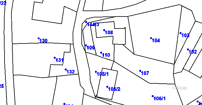 Parcela st. 110 v KÚ Stonařov, Katastrální mapa