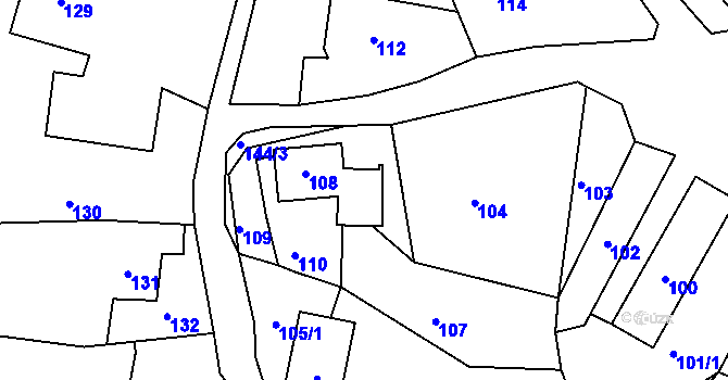 Parcela st. 111 v KÚ Stonařov, Katastrální mapa
