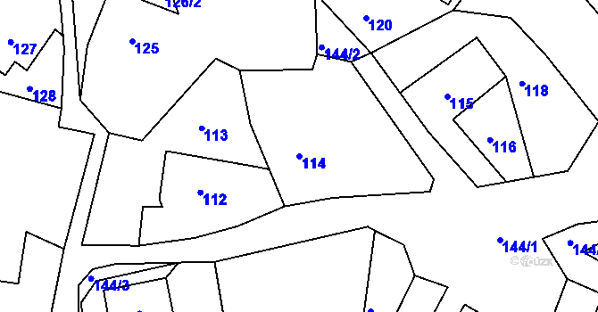 Parcela st. 114 v KÚ Stonařov, Katastrální mapa