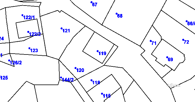 Parcela st. 119 v KÚ Stonařov, Katastrální mapa