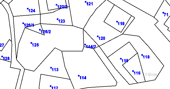 Parcela st. 144/2 v KÚ Stonařov, Katastrální mapa