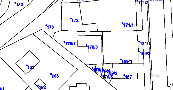Parcela st. 170/3 v KÚ Stonařov, Katastrální mapa