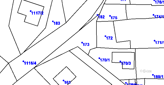 Parcela st. 173 v KÚ Stonařov, Katastrální mapa