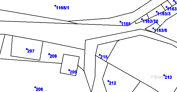 Parcela st. 217 v KÚ Stonařov, Katastrální mapa