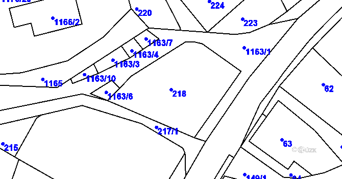 Parcela st. 218 v KÚ Stonařov, Katastrální mapa