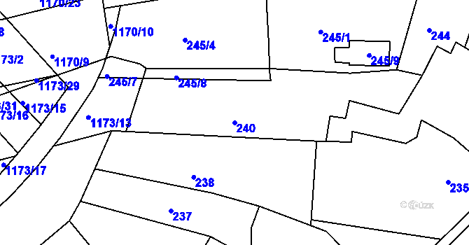 Parcela st. 240 v KÚ Stonařov, Katastrální mapa
