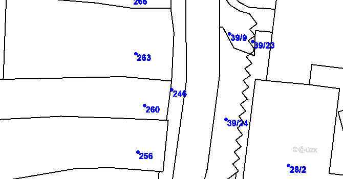 Parcela st. 246 v KÚ Stonařov, Katastrální mapa