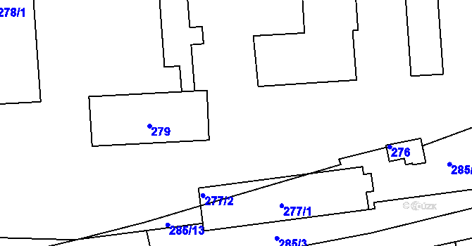 Parcela st. 285/1 v KÚ Stonařov, Katastrální mapa