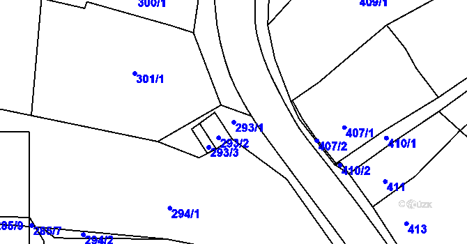 Parcela st. 293/1 v KÚ Stonařov, Katastrální mapa