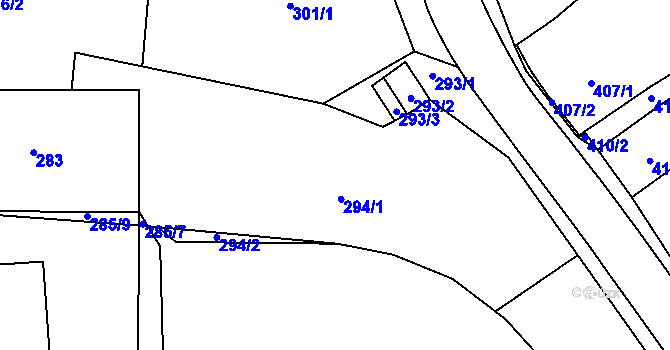 Parcela st. 293/4 v KÚ Stonařov, Katastrální mapa