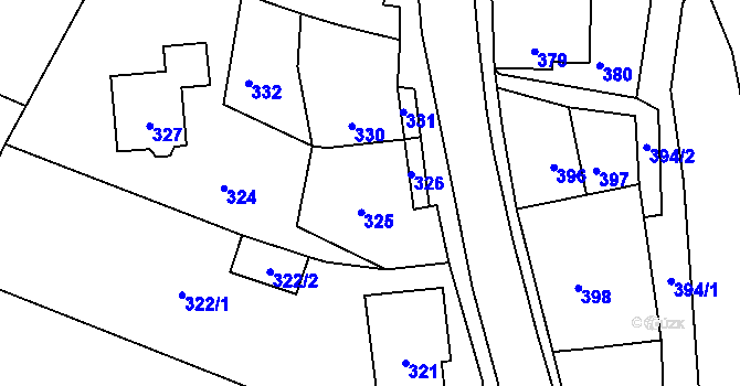 Parcela st. 325 v KÚ Stonařov, Katastrální mapa