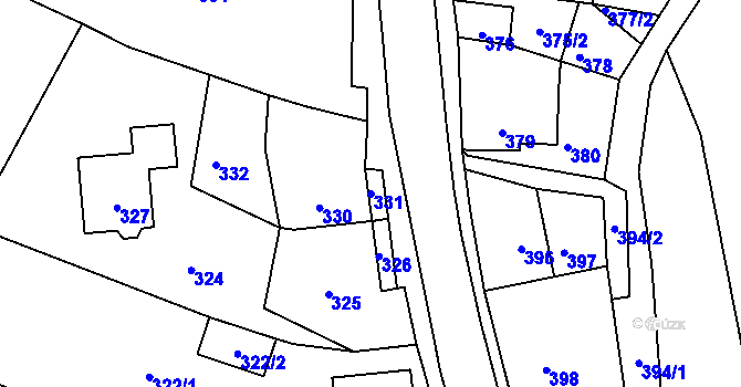 Parcela st. 331 v KÚ Stonařov, Katastrální mapa