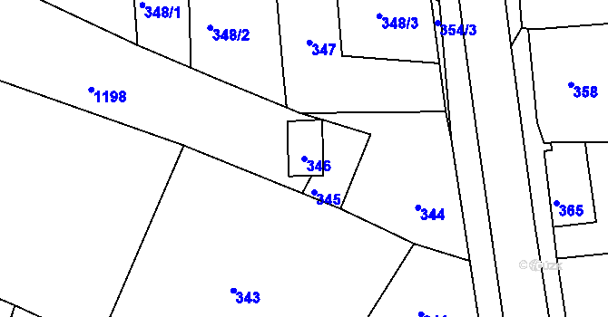 Parcela st. 346 v KÚ Stonařov, Katastrální mapa