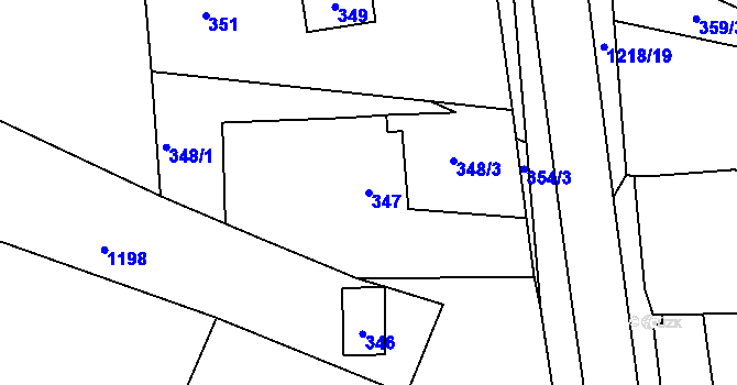 Parcela st. 347 v KÚ Stonařov, Katastrální mapa