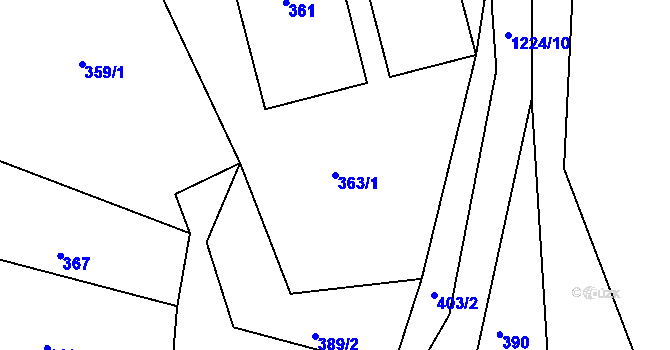 Parcela st. 363/1 v KÚ Stonařov, Katastrální mapa