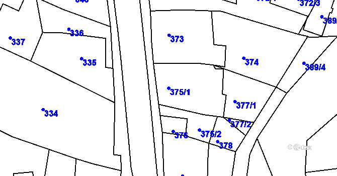 Parcela st. 375/1 v KÚ Stonařov, Katastrální mapa