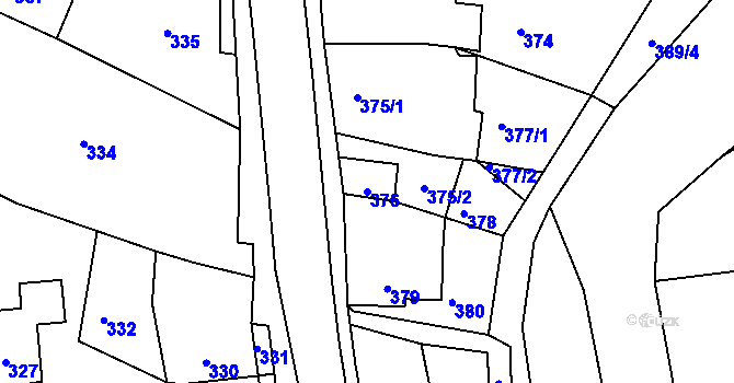 Parcela st. 376 v KÚ Stonařov, Katastrální mapa
