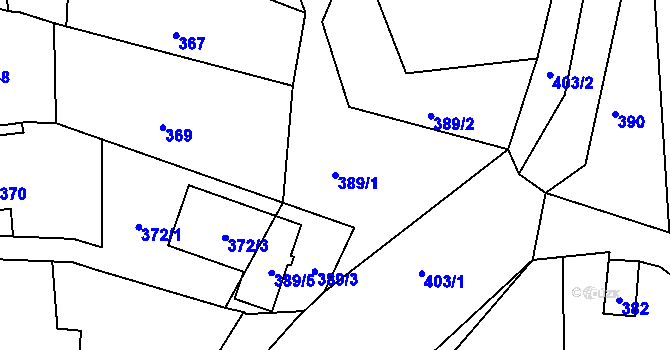 Parcela st. 389/1 v KÚ Stonařov, Katastrální mapa