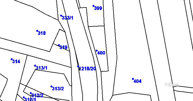 Parcela st. 400 v KÚ Stonařov, Katastrální mapa