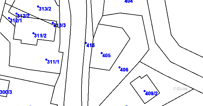 Parcela st. 405 v KÚ Stonařov, Katastrální mapa