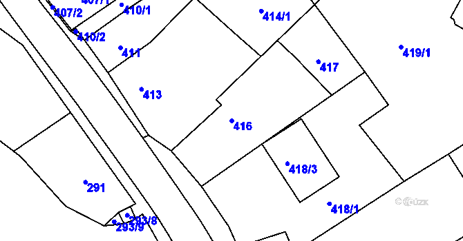 Parcela st. 416 v KÚ Stonařov, Katastrální mapa