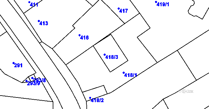 Parcela st. 418/3 v KÚ Stonařov, Katastrální mapa