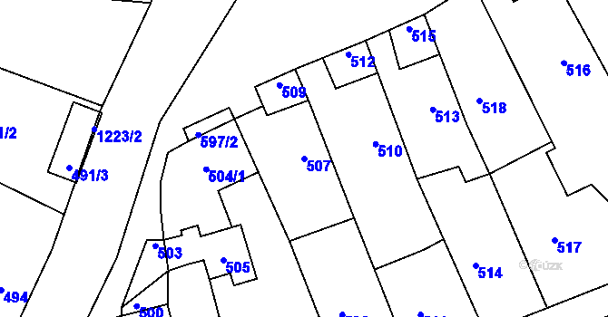 Parcela st. 507 v KÚ Stonařov, Katastrální mapa