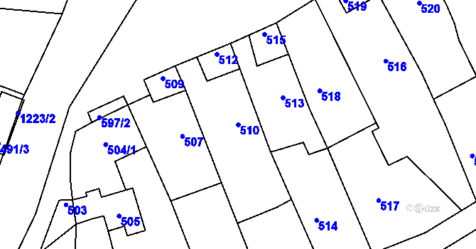 Parcela st. 510 v KÚ Stonařov, Katastrální mapa