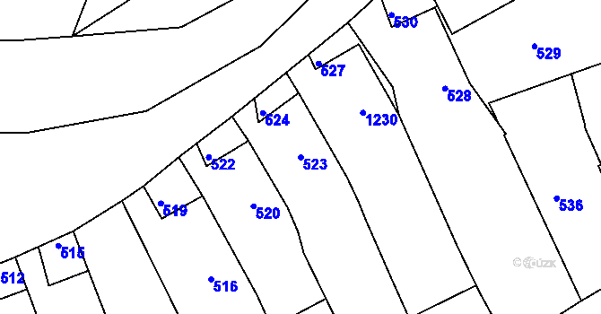Parcela st. 523 v KÚ Stonařov, Katastrální mapa