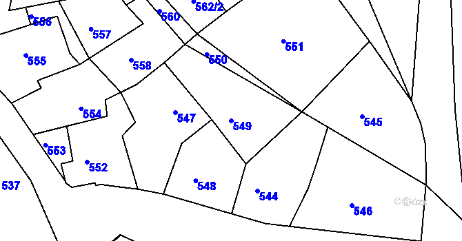 Parcela st. 549 v KÚ Stonařov, Katastrální mapa