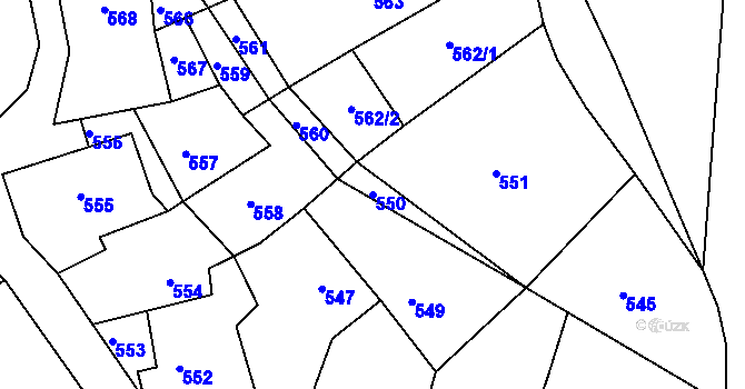 Parcela st. 550 v KÚ Stonařov, Katastrální mapa