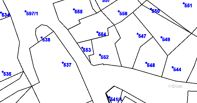 Parcela st. 552 v KÚ Stonařov, Katastrální mapa