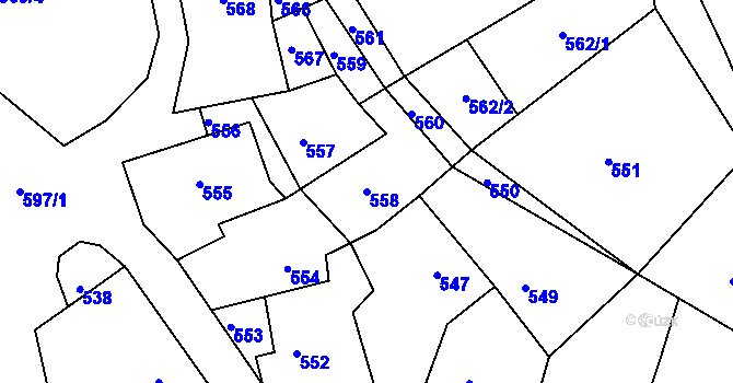 Parcela st. 558 v KÚ Stonařov, Katastrální mapa