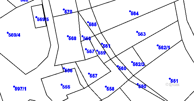 Parcela st. 559 v KÚ Stonařov, Katastrální mapa