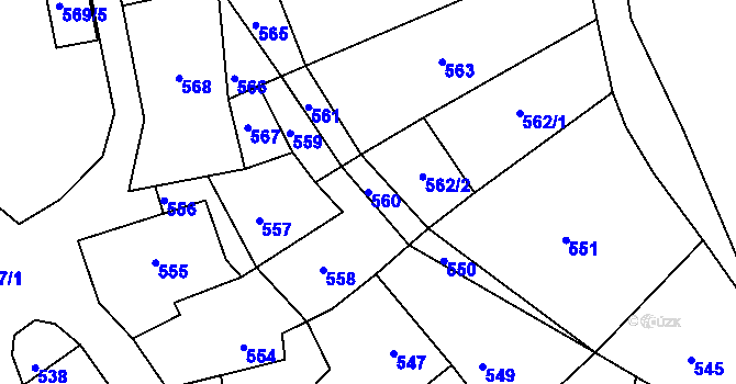 Parcela st. 560 v KÚ Stonařov, Katastrální mapa