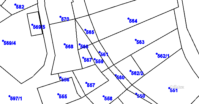 Parcela st. 561 v KÚ Stonařov, Katastrální mapa