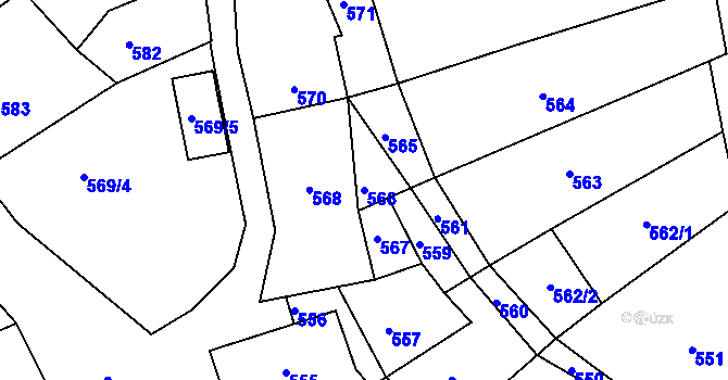 Parcela st. 566 v KÚ Stonařov, Katastrální mapa