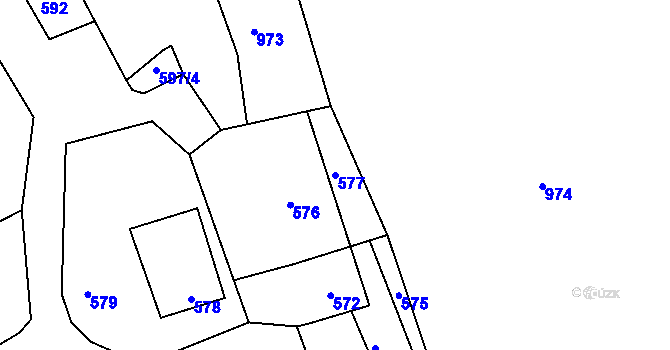 Parcela st. 577 v KÚ Stonařov, Katastrální mapa