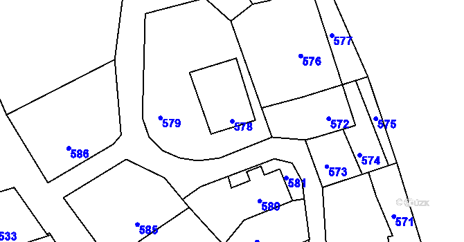 Parcela st. 578 v KÚ Stonařov, Katastrální mapa
