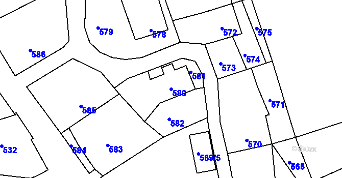 Parcela st. 580 v KÚ Stonařov, Katastrální mapa