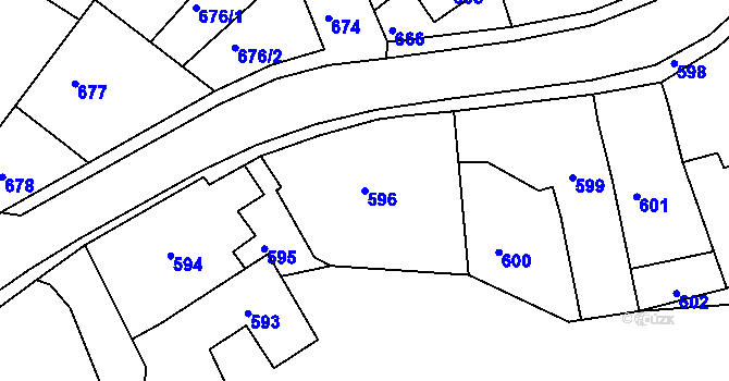 Parcela st. 596 v KÚ Stonařov, Katastrální mapa