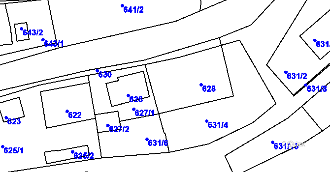 Parcela st. 629/1 v KÚ Stonařov, Katastrální mapa