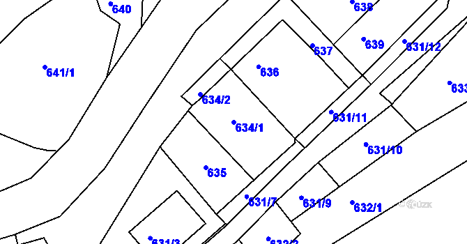 Parcela st. 634/1 v KÚ Stonařov, Katastrální mapa