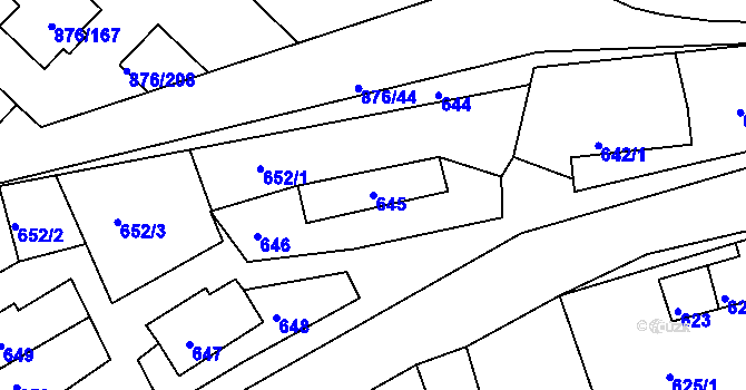Parcela st. 645 v KÚ Stonařov, Katastrální mapa