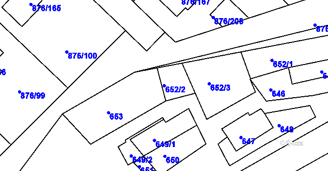 Parcela st. 652/2 v KÚ Stonařov, Katastrální mapa
