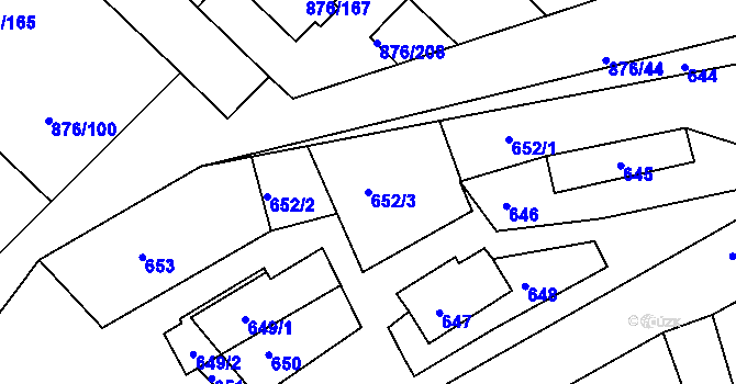 Parcela st. 652/3 v KÚ Stonařov, Katastrální mapa