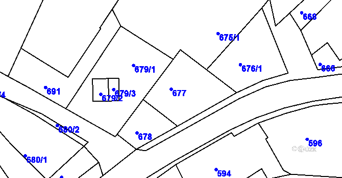 Parcela st. 677 v KÚ Stonařov, Katastrální mapa